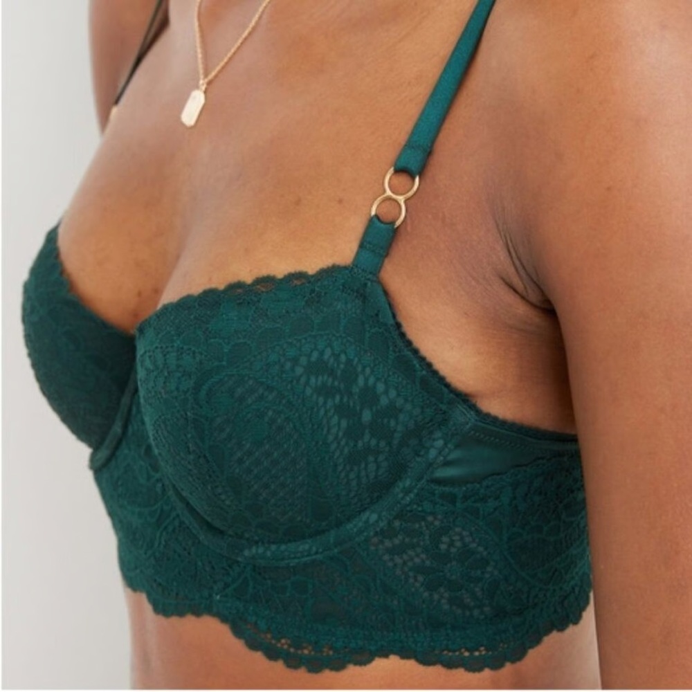 Aerie Lace Bralette in Forest Green
